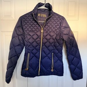 Michael Kors Women's Dark Blue Quilted Puffer Jacket